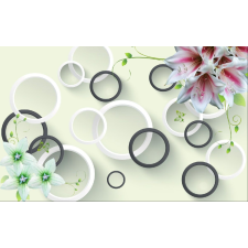  Liliom tapéta fehér és fekete körökkel, 350 x 200 cm tapéta, díszléc és más dekoráció