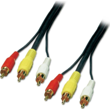 LINDY 10m AV Cable kompozit videó kábel 3 x RCA Fekete (35544) kábel és adapter