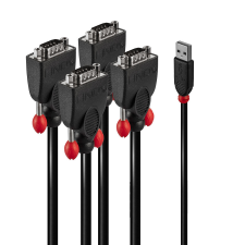 LINDY 42675 USB Type-A apa - 4x RS232 apa Adatkábel - Fekete kábel és adapter