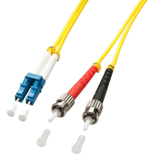 LINDY 5.0m OS2 LC - ST Duplex száloptikás kábel 5 M Sárga (47463) kábel és adapter