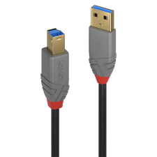 LINDY Anthra Line USB-A apa - USB-B apa 3.2 Nyomtató kábel - Fekete (0.5m) kábel és adapter