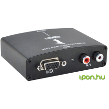 LINDY HDMI VGA/D-Sub + RCA Átalakító Fekete 5cm 38165 audió/videó kellék, kábel és adapter