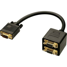 LINDY VGA Y adapter [1x VGA dugó - 2x VGA dugó] Fekete (41214) kábel és adapter