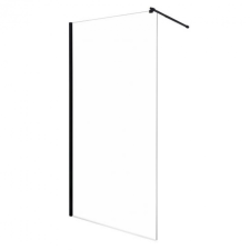  Line 100 G Walk-In zuhanykabin 100x203 cm, fekete profil, grafit üveg kád, zuhanykabin