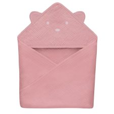 LIONELO Muslin pamut kapucnis törölköző - Pink Baby babatörülköző, kifogó