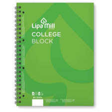  Lipamill College Block lyukasztott spirálfüzet 70 lapos - A4 kockás  - zöld füzet