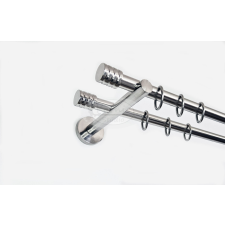 Lisabon 2 rudas fényes inox színű fém karnis szett - 320 cm karnis, függönyrúd