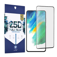 Lito - 2.5D FullGlue üveg - Samsung Galaxy S21 FE - fekete (KF238607) mobiltelefon kellék