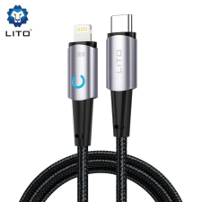 Lito LD10 Metal Data PD 60W USB Lightning 1M Adatkábel - Fekete kábel és adapter