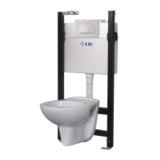 LIV FIX fali WC szett, szárazépítésű WC szerelőelem + Selenite Eco fehér nyomólap, Vereg fali WC fürdőkellék