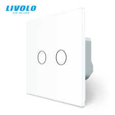 LIVOLO C708DW LIVOLO 106+6 fényerőszabályzós - dupla alternatív érintőkapcsoló, 240V 2A, fehér üvegkeret villanyszerelés