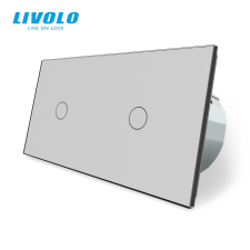 LIVOLO C72101DRS LIVOLO dupla 101-es távirányítós fényerőszabályzós érintőkapcsoló, 250V 5A, ezüst kristályüveg villanyszerelés