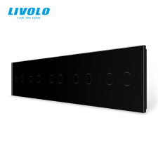 LIVOLO C75C2B LIVOLO ötös sorolókeret 5x kettes kapcsolóhoz, fekete kristályüveg villanyszerelés