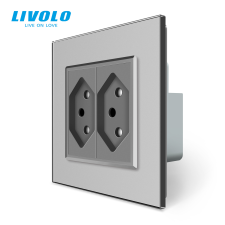 LIVOLO C772720S LIVOLO dupla dugalj kettős szigetelésű készülékekhez 2x2P 10A 250V ezüst kristályüveg villanyszerelés