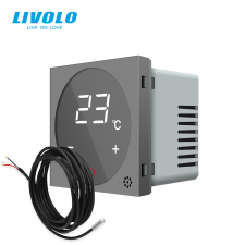 LIVOLO C7STMS LIVOLO érintős hőmérséklet kapcsoló, termosztát, padlóérzékelő szenzorral, 240V 16A, ezüst fűtésszabályozás