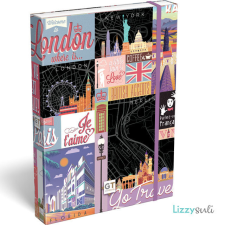 Lizzy Card Go Travel füzetbox A/4, Black Map, fekete-lila füzetbox