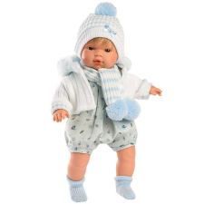 Llorens : Sasha 38cm-es síró baba kék-fehér sapiban (38567) baba