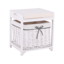  Lóca fonott kosárral és párnával, régi fehér, RUBY1 bútor