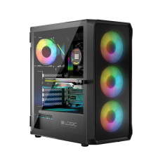 Logic portos argb midi window black számítógép ház