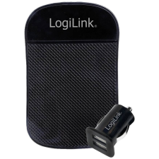 LogiLink 2xUSB-A autós töltő + csúszásgátló tartó fekete (PA0118) mobiltelefon kellék