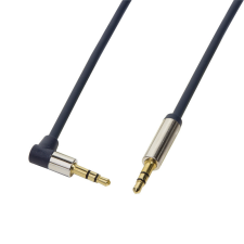  Logilink audió kábel 3.5 mm Sztereó M/M 90&#039; elfordított, 0,5 m, kék kábel és adapter