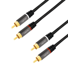 LogiLink Audiokábel, 2x RCA/M - 2x RCA/M, fém, 0,5 m kábel és adapter