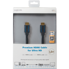LogiLink HDMI 2.0 PREMIUM Cable, 28AWG, A-A , 3, 0m, black (CHB005) kábel és adapter