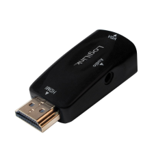 LogiLink HDMI adapter, A/M - VGA/F + 3,5 mm/F, 1080p, fekete kábel és adapter