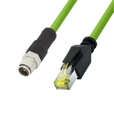  Logilink M12 CAT6A ipari patch kábel, PUR, M12 X-kódolt RJ45-re, 0,50 m kábel és adapter