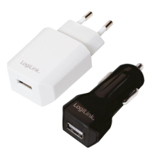 LogiLink PA0109 USB töltő szett (hálózati + autós) (PA0109) mobiltelefon kellék