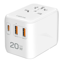 LogiLink Univerzális utazó tápegység, 20 W (PD), 4x csatlakozók, tűzálló, fehér (PA0356) (PA0356) mobiltelefon kellék