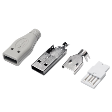 LogiLink USB 2.0 csatlakozó önálló összeszereléshez, USB-A/M, forrasztási típus, szürke (UP0001) egyéb hálózati eszköz