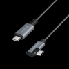 LogiLink USB 2.0 Type-C kábel, C/M 90 fok - USB-C/M, E-jel, PD, fekete, 1 m