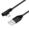 LogiLink USB 2.0 Type-C kábel, C/M (90 ) USB-A/M, szövet, fekete, 0,3 m