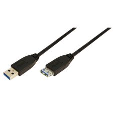 LogiLink USB 3.0 Hosszabbító kábel Type A>TypeA, fekete 3m kábel és adapter