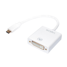 LogiLink USB 3.2 Gen1 Type-C adapter, C/M DVI-D/F, 1080p, fehér, 0,14 m kábel és adapter
