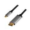 LogiLink USB 3.2 Gen1 Type-C kábel, C/M-DP/M, 4K, alu, 1,8 m