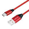 LogiLink USB-A apa - MicroUSB-B apa Adat- és töltőkábel 0.3m - Piros (CU0151)