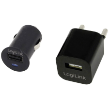 LogiLink USB autós töltő + hálózati adapter fekete (PA0076) (PA0076) mobiltelefon kellék