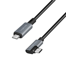 LogiLink USB-C - USB-C (derékszögben hajlított) kábel 2m fekete-szürke (CU0183) (CU0183) kábel és adapter