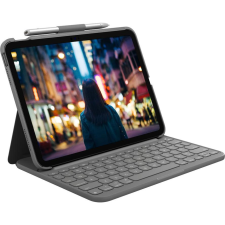 Logitech Niederlande Logitech Slim Folio QWERTY Brit angol Bluetooth Szürke (920-011429) tablet tok