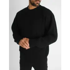  Loose-fitting Black Sweatshirt - fekete kötött pulóver - Méret: XL férfi pulóver, kardigán