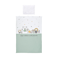 Lorelli 3 részes ágynemű garnitúra - Happy Friends Mint babaágynemű, babapléd