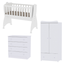 Lorelli First Dreams ringatható bölcső 105x55 + Komód + Exclusive szekrény - White kiságy, babaágy
