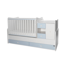Lorelli MiniMax kombi ágy 72x190 - White / Baby Blue kiságy, babaágy