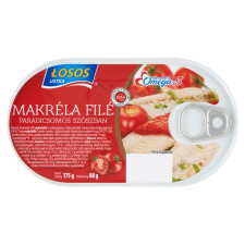 Losos makrélafilé paradicsomszószban 175 g konzerv