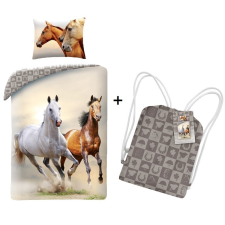  Lovas ágyneműhuzat, Horses - ajándék tornazsákkal! (100% pamut) (0095) lakástextília