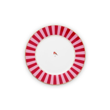 Love Birds Stripes piros porcelán tál 17cm tányér és evőeszköz