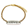  Love felirat bilétás rozsdamentes acél karkötő, arany színű