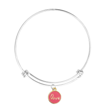 LOVE pink charm ezüst színű nemesacél karperecen karkötő